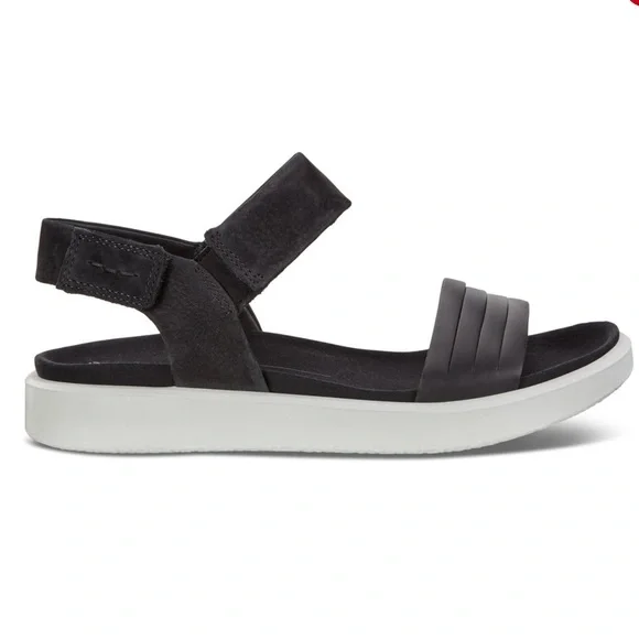 ECCO, Women's Flowt Adjustable Sandals in Black Nubuck Leather, Size 7 - 7.5